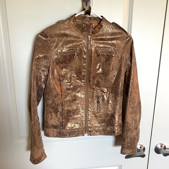 Tory Burch Jackets & Blazers - Tory Burch Metallic Moto Leather Jacket - Sz 2 (EUC)